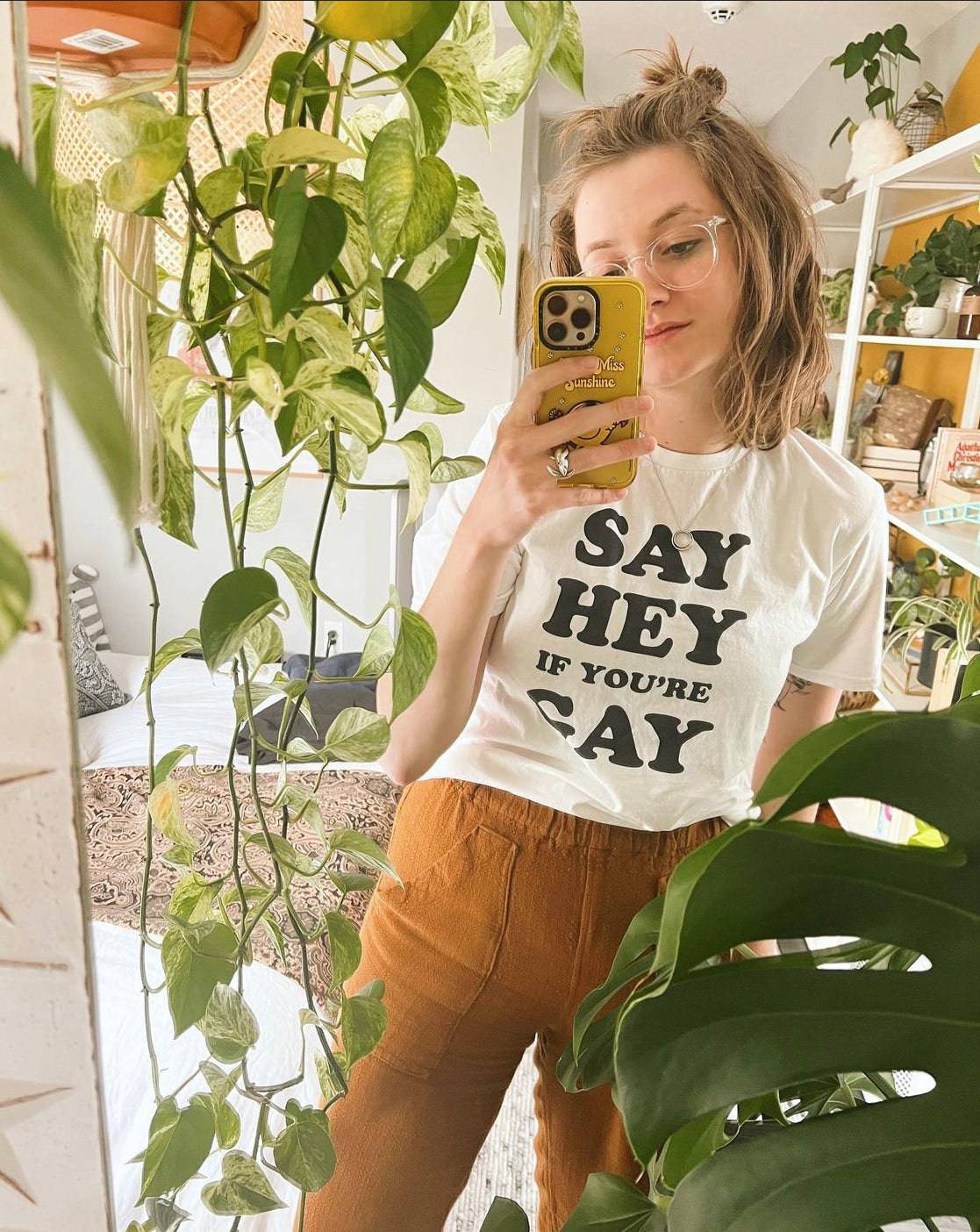 Say Hey If You're Gay Graphic Funny T-shirt - Rose Gold Co. Shop