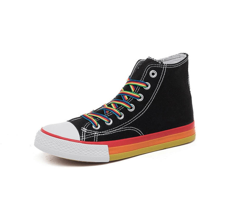 Alternate Rainbow Bottom High-Top Sneakers - Rose Gold Co. Shop