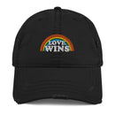 Love Wins Distressed Embroidered Dad Hat - Rose Gold Co. Shop