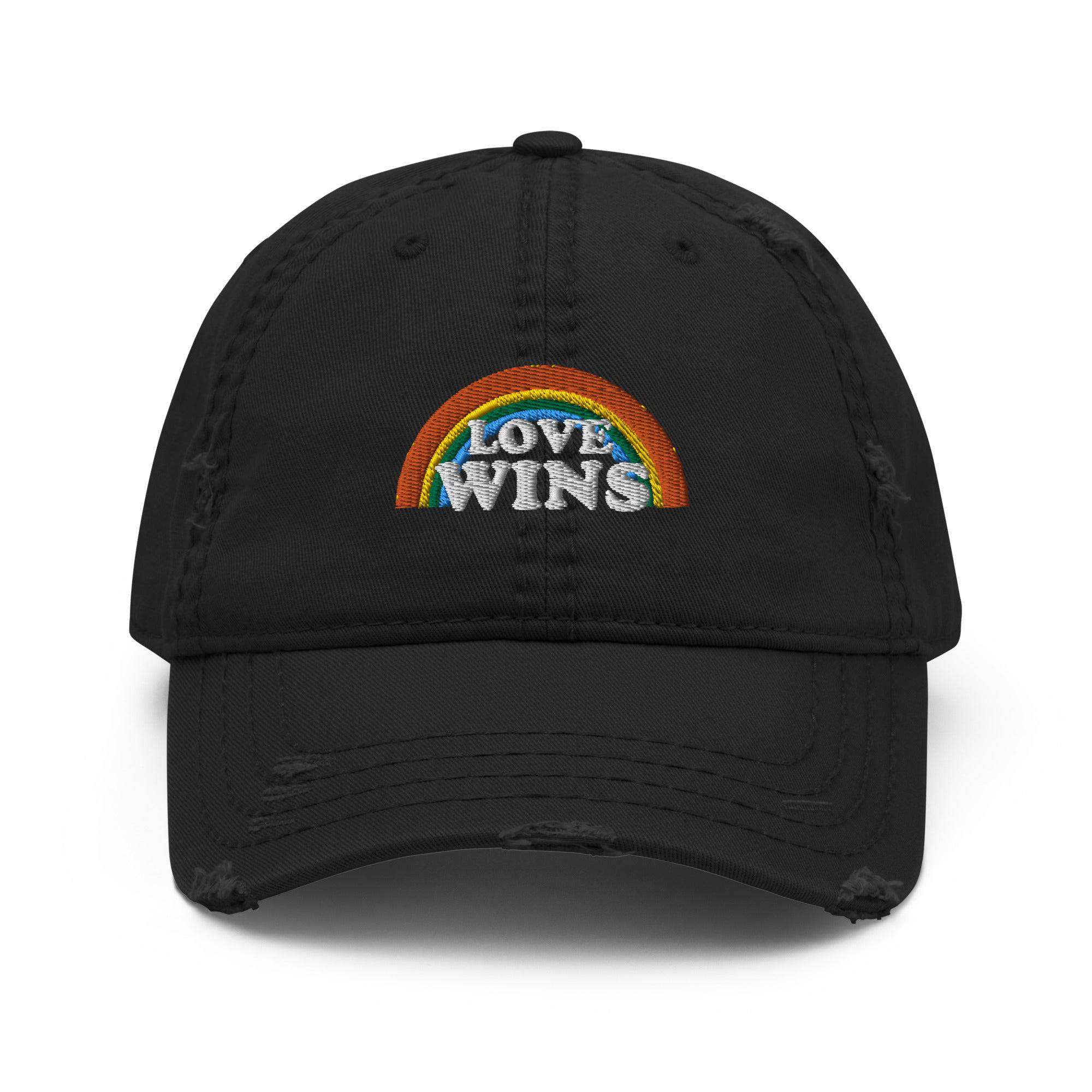 Love Wins Distressed Embroidered Dad Hat - Rose Gold Co. Shop