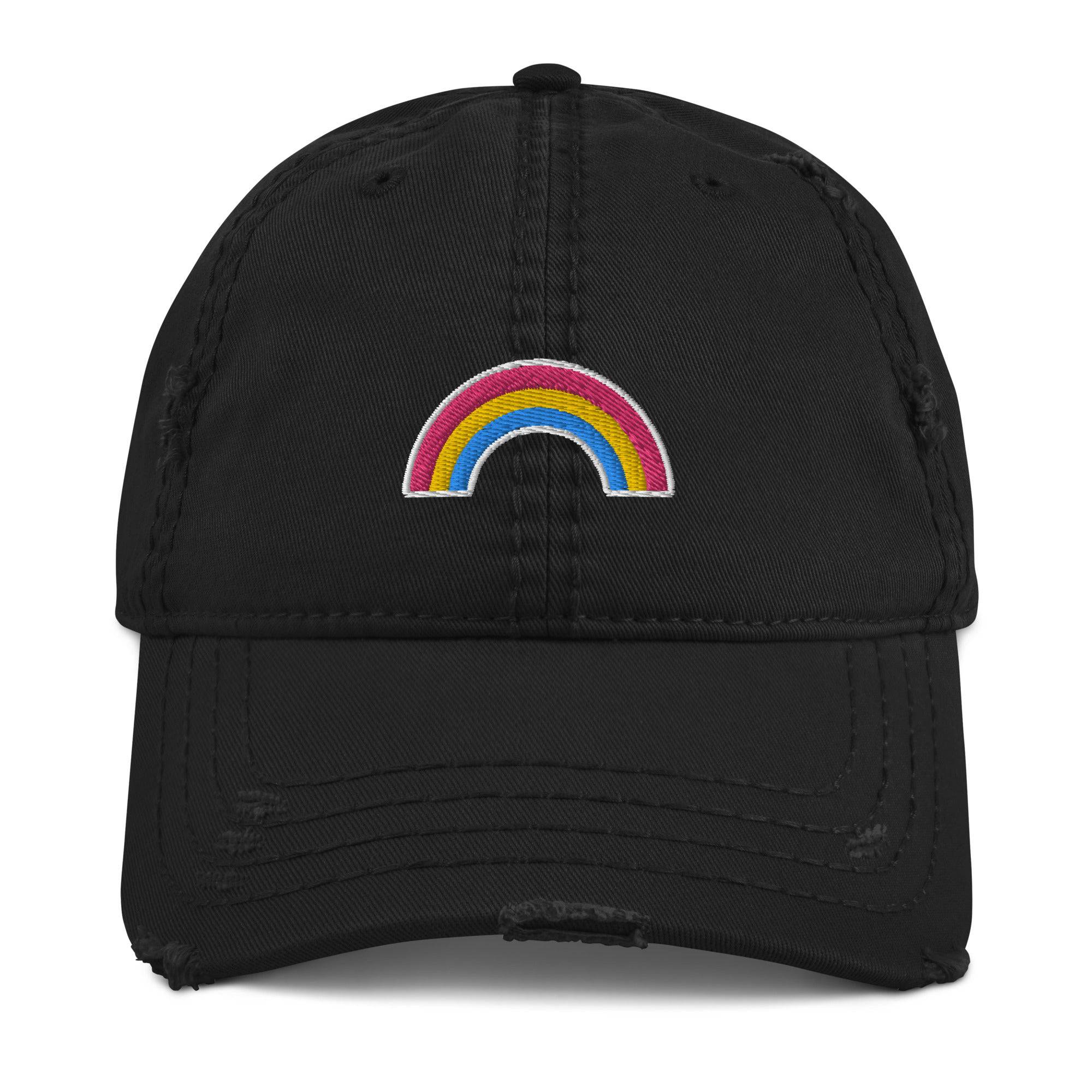 Pansexual Pan Pride Flag Distressed Dad Hat - Rose Gold Co. Shop