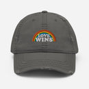 Love Wins Distressed Embroidered Dad Hat - Rose Gold Co. Shop