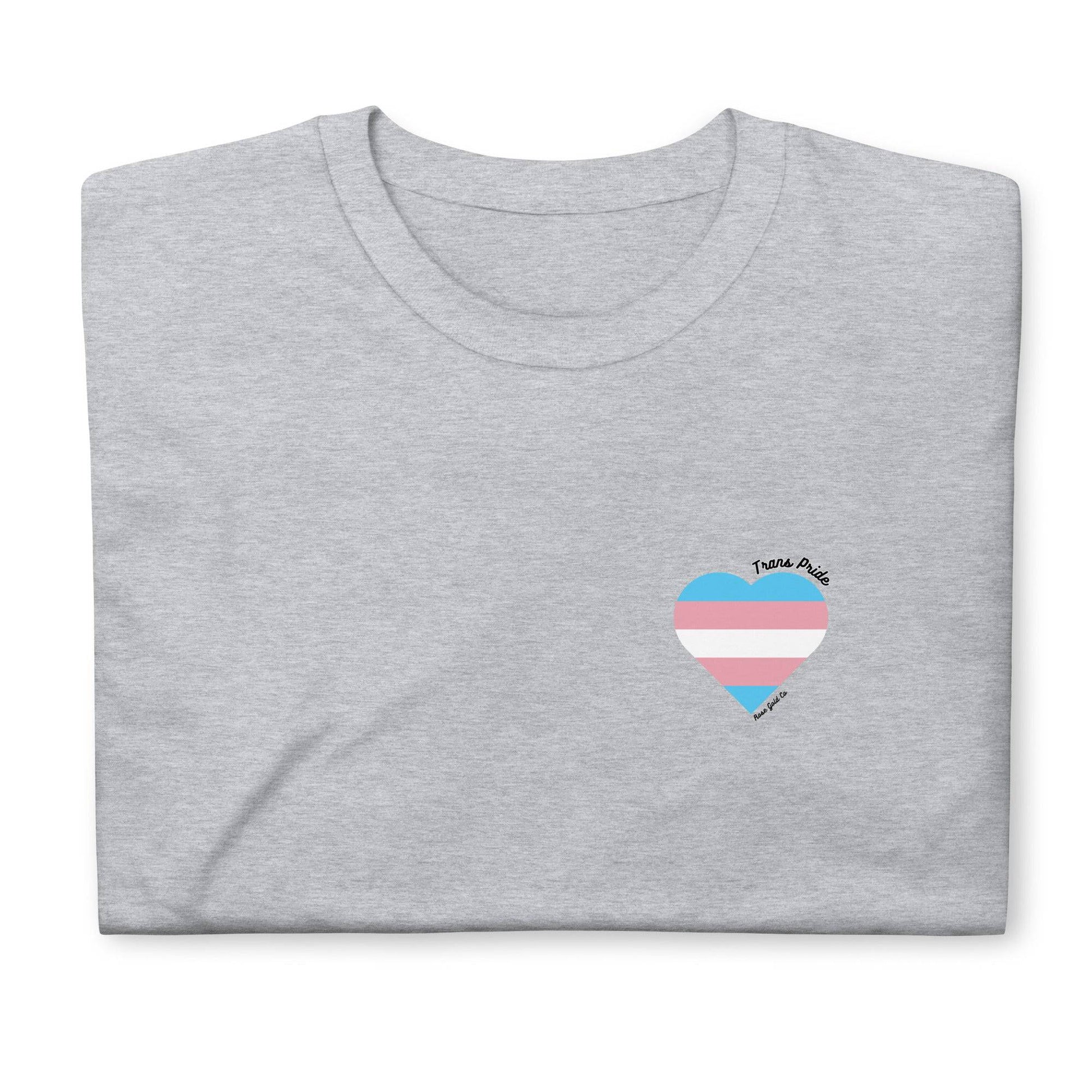 Trans Pride Flag Heart T-Shirt - Rose Gold Co. Shop