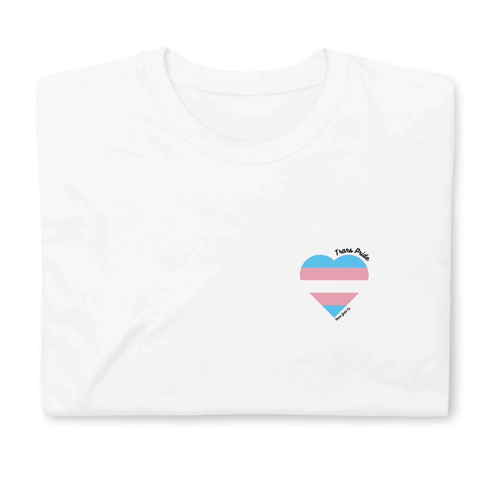 Trans Pride Flag Heart T-Shirt - Rose Gold Co. Shop